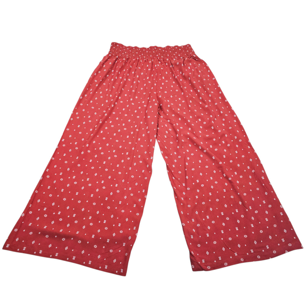 Torrid Pants Women 3T 3X Tall Rust Orange Wide Leg Elastic Waist Boho Geometric - Picture 2 of 12